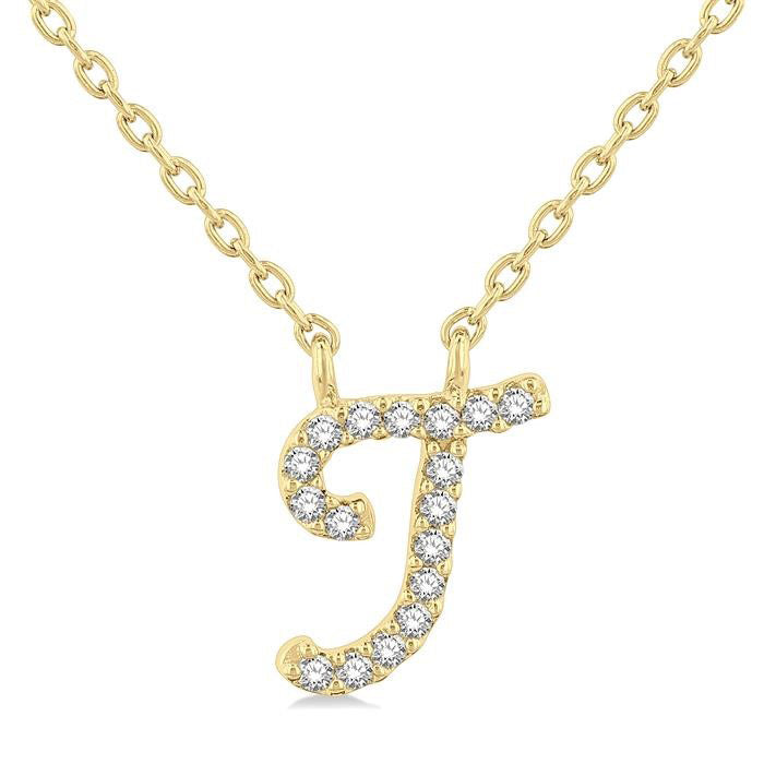 Ultramarine Minerva Script 'T' Initial Diamond Pendant
