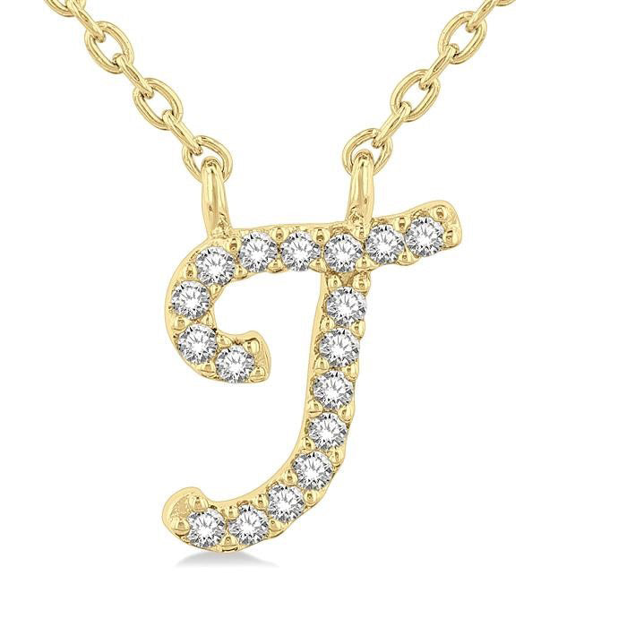 Ultramarine Minerva Script 'T' Initial Diamond Pendant