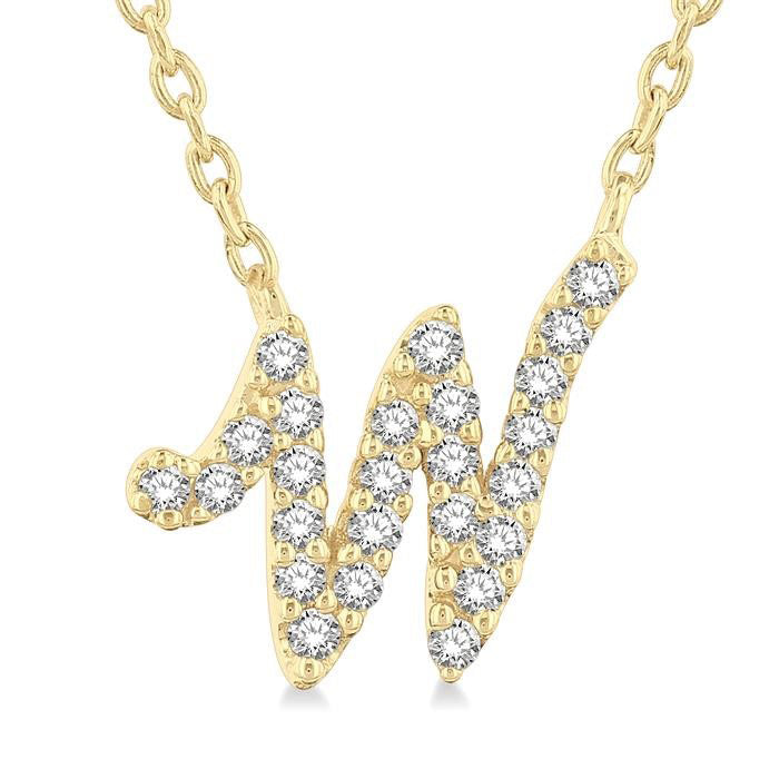 Solstice Ballet Script 'W' Initial Diamond Pendant