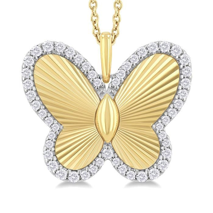 Tamarind Brisa Butterfly Fluted Diamond Fashion Pendant