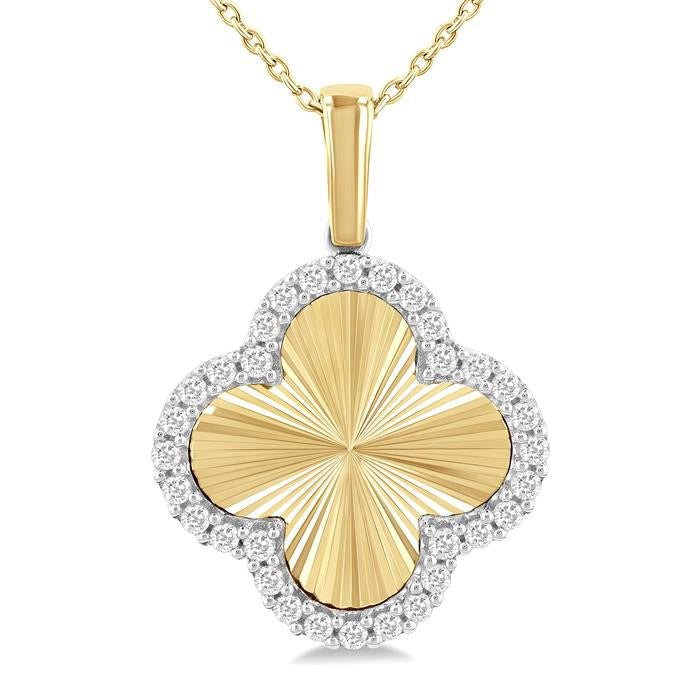 Aurora Wisteria Clover Fluted Diamond Fashion Pendant