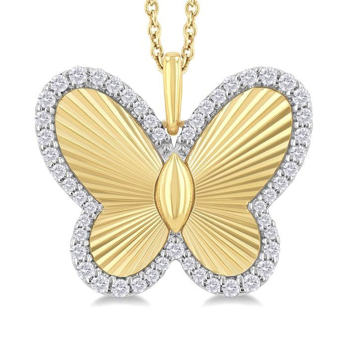 Violet Seraph Butterfly Fluted Diamond Fashion Pendant