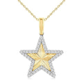 1/4 Ctw Fluted Texture Star Round Cut Diamond Pirouette Fashion Pendant With Chain in 10K Yellow and White Gold