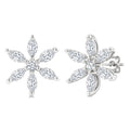 3/8 Ctw Floral Motif Marquise and Round Cut Diamond Fashion Stud Earrings in 14K White Gold