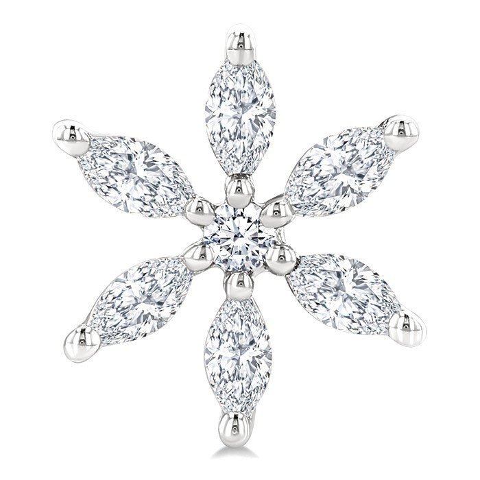 3/8 Ctw Floral Motif Marquise and Round Cut Diamond Fashion Stud Earrings in 14K White Gold