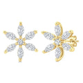 3/8 Ctw Floral Motif Marquise and Round Cut Diamond Fashion Stud Earrings in 14K Yellow Gold