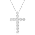 1 Ctw Shine Bright Round Cut Diamond Cross Pendant in 14K White Gold with chain