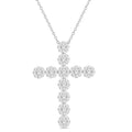 3/4 Ctw Shine Bright Round Cut Diamond Cross Pendant in 14K White Gold with Chain