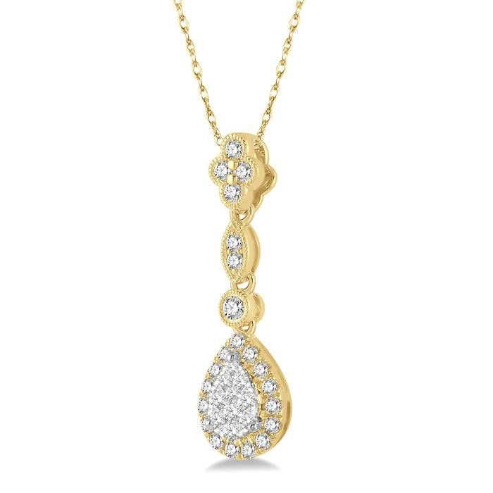 Tivoli Valora Pear Shape Halo Shine Bright Diamond Pendant