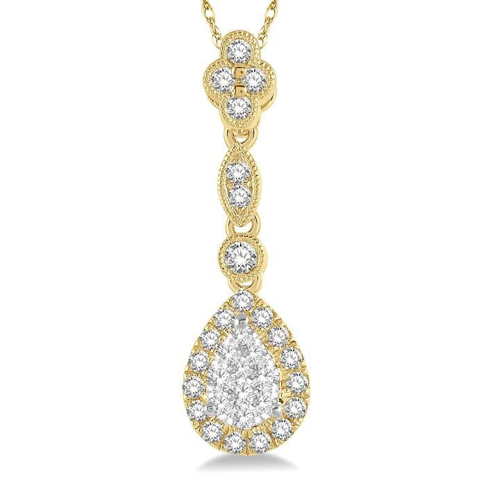 Tivoli Valora Pear Shape Halo Shine Bright Diamond Pendant
