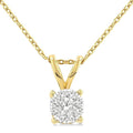 1/3 Ctw Shine Bright Chevron Bail Round Cut Diamond Solitaire Pendant With Chain in 14K Yellow and White Gold