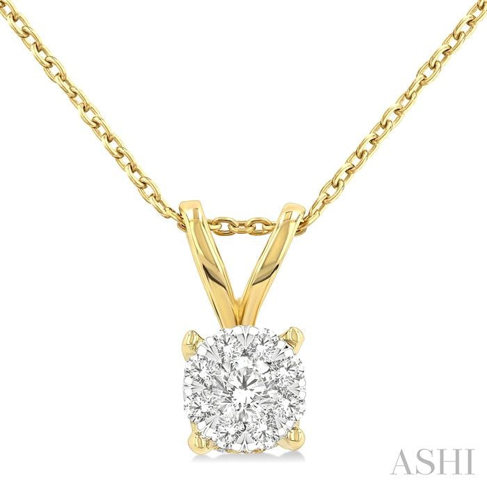 1/3 Ctw Shine Bright Chevron Bail Round Cut Diamond Solitaire Pendant With Chain in 14K Yellow and White Gold