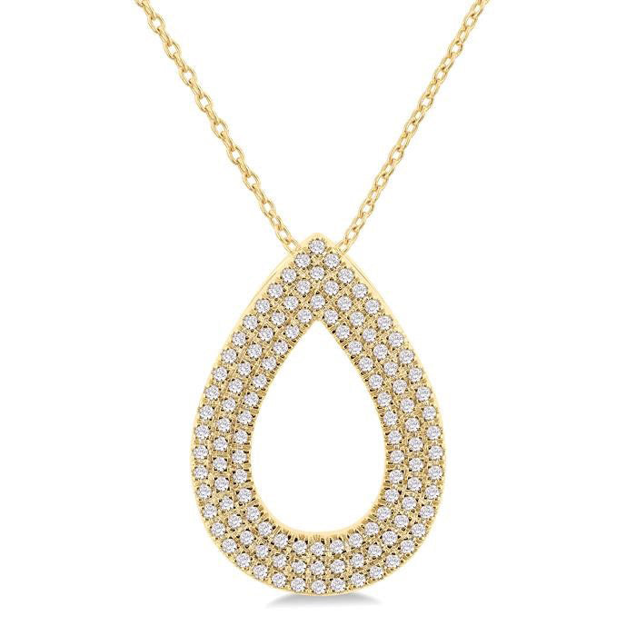 Pear Shape Three Row Diamond Fashion Pendant