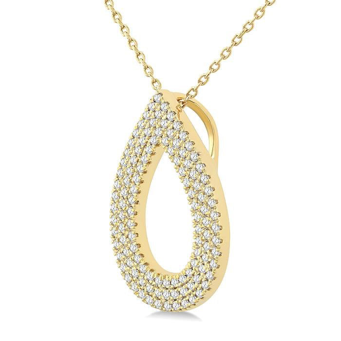 Pear Shape Three Row Diamond Fashion Pendant