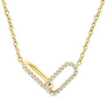 1/4 Ctw Round Cut Diamond Paperclip Interlock Fashion Pendant With Chain in 10K Yellow Gold