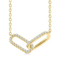 1/8 Ctw Round Cut Diamond Interlocked Paperclip Fashion Petite Pendant With Chain in 10K Yellow Gold