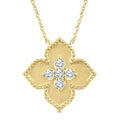 1/5 Ctw Floral Medallion Round Cut Diamond Fashion Pendant With Chain in 10K Yellow Gold