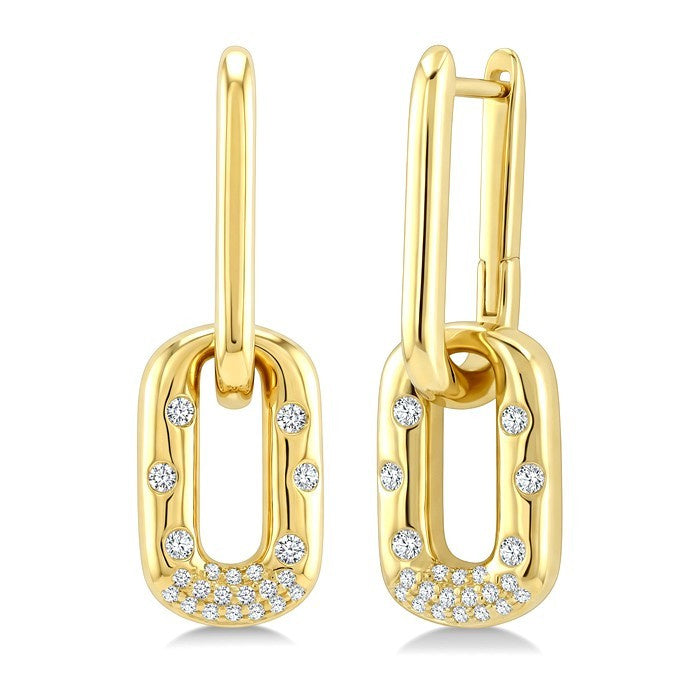 1/5 Ctw Round Cut Diamond Paperclip Aeris Gold Mosaic Earrings in 10K Yellow Gold