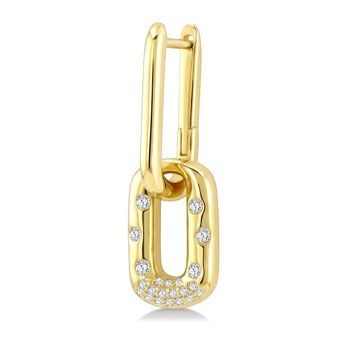 1/5 Ctw Round Cut Diamond Paperclip Aeris Gold Mosaic Earrings in 10K Yellow Gold