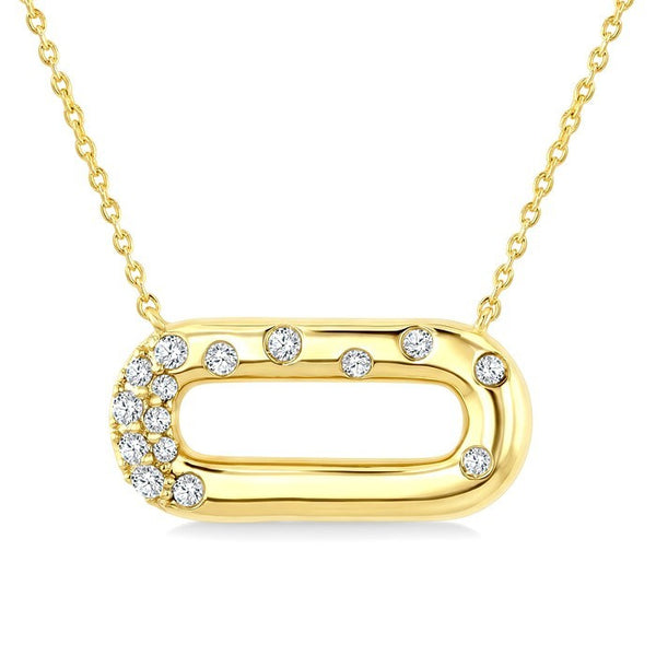 1/5 Ctw Round Cut Diamond  Paperclip Aeris Gold Mosaic Pendant With Chain in 10K Yellow Gold