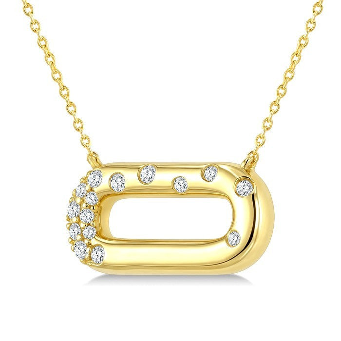1/5 Ctw Round Cut Diamond  Paperclip Aeris Gold Mosaic Pendant With Chain in 10K Yellow Gold