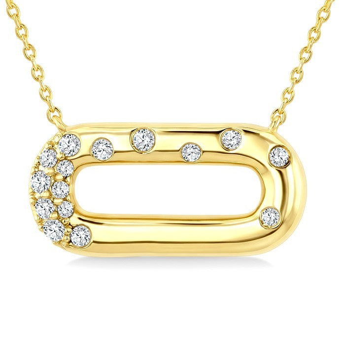 1/5 Ctw Round Cut Diamond  Paperclip Aeris Gold Mosaic Pendant With Chain in 10K Yellow Gold
