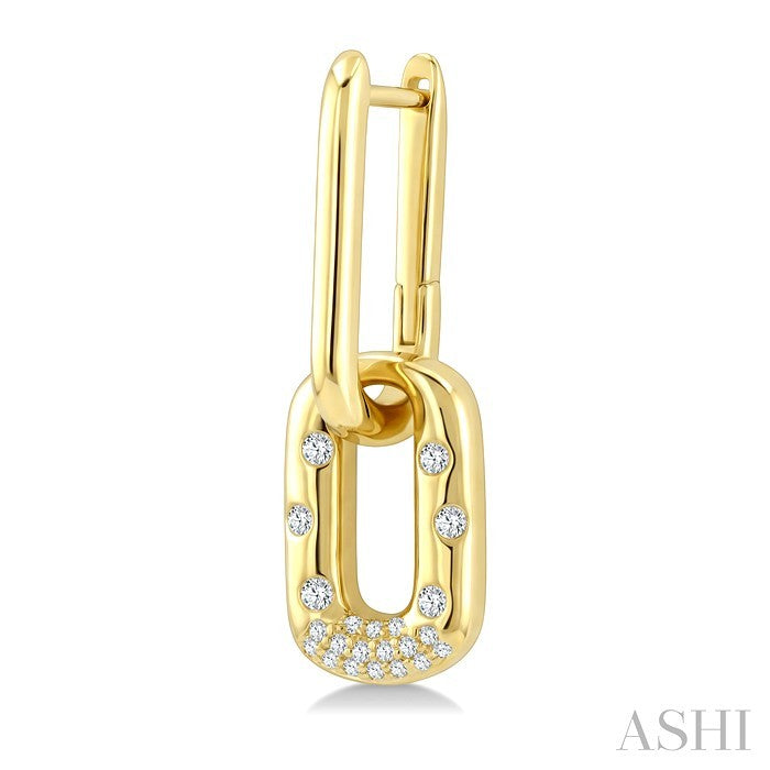 1/5 Ctw Round Cut Diamond Paperclip Aeris Gold Mosaic Earrings in 10K Yellow Gold