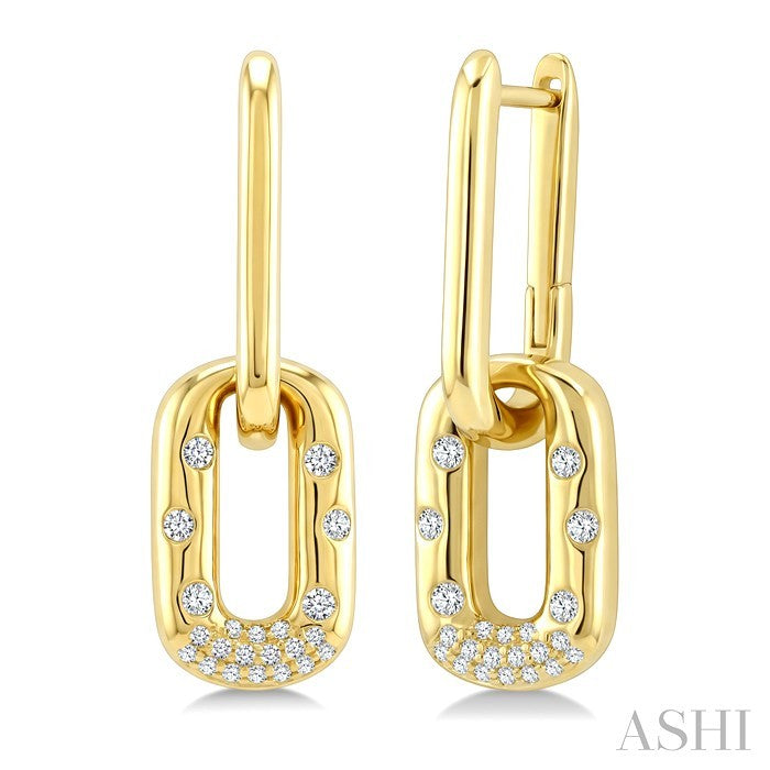 1/5 Ctw Round Cut Diamond Paperclip Aeris Gold Mosaic Earrings in 10K Yellow Gold