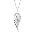 1/5 Ctw Fluted Texture Angel Wing Round Cut Diamond Pirouette Fashion Pendant With Chain in 14K White Gold