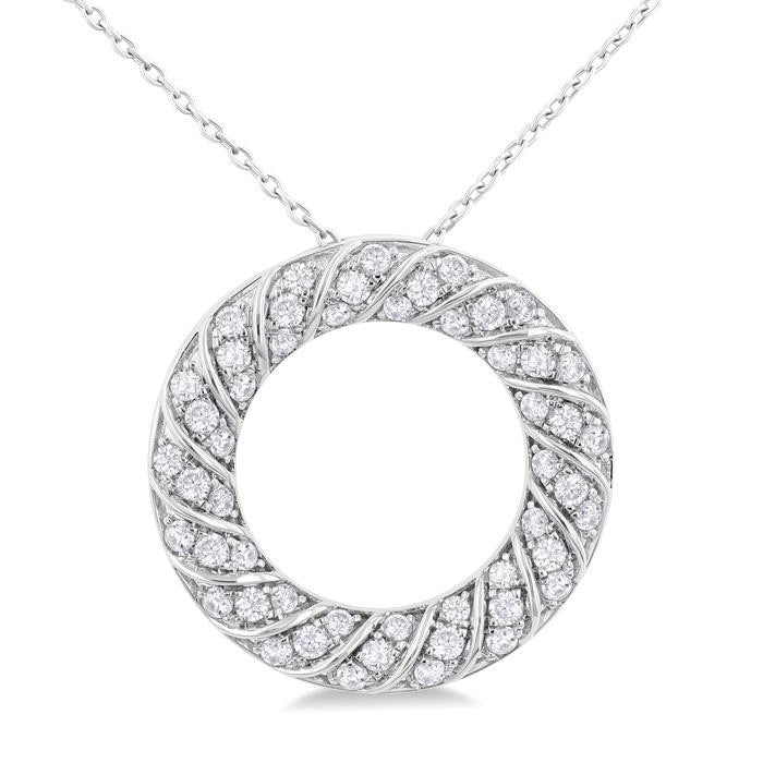 Deneuve Isolde Circle Ribbed Diamond Pendant