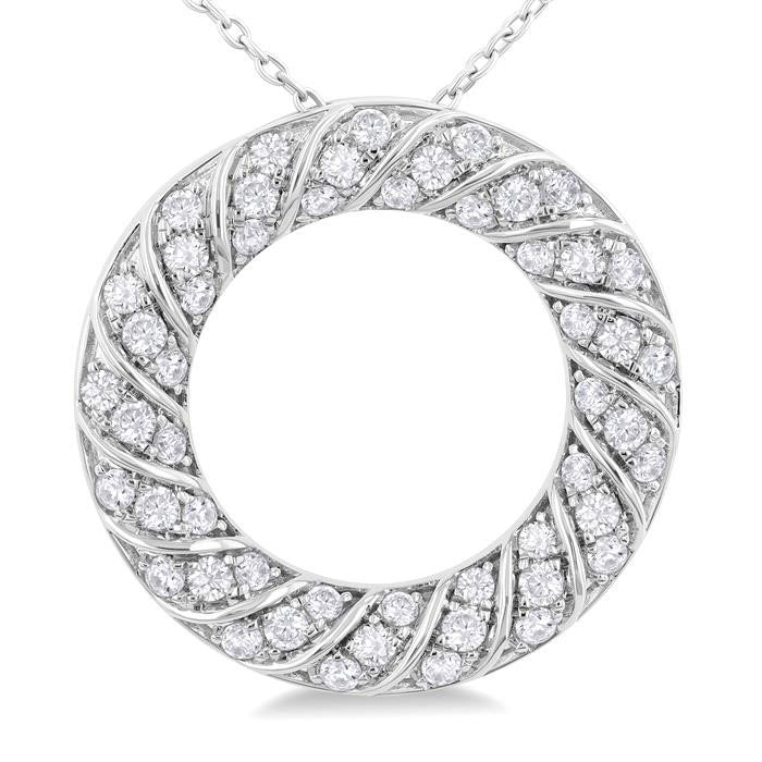Deneuve Isolde Circle Ribbed Diamond Pendant