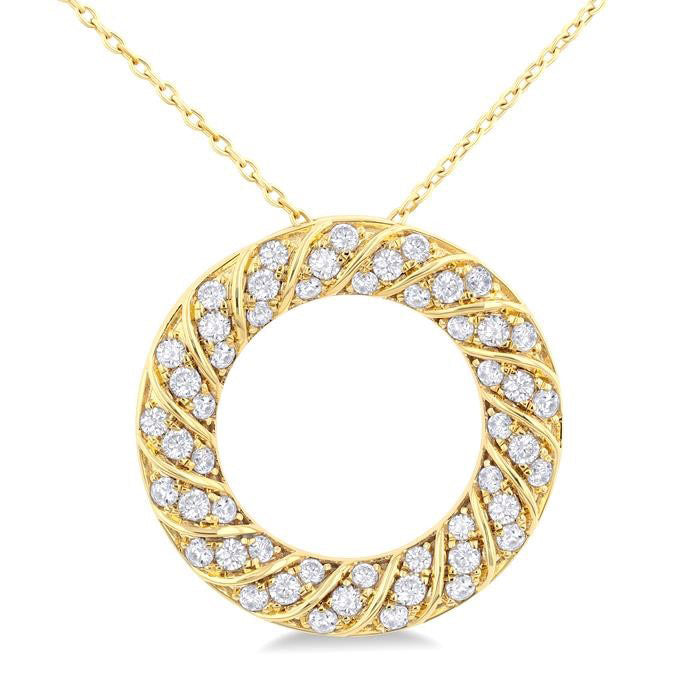 Sonata Sable Circle Ribbed Diamond Pendant