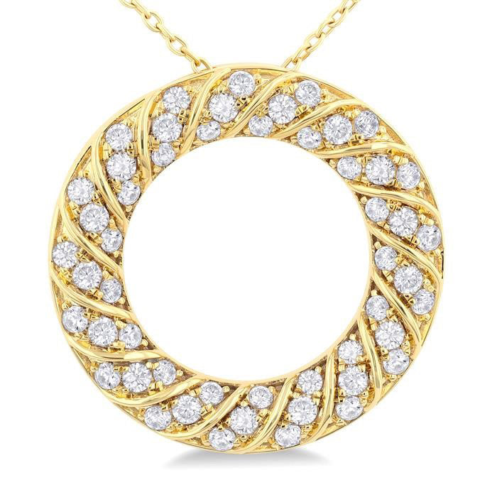 Sonata Sable Circle Ribbed Diamond Pendant