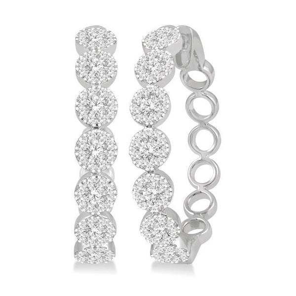 1 1/2 Ctw Shine Bright Round Cut Diamond Hoop Earrings in 14K White Gold