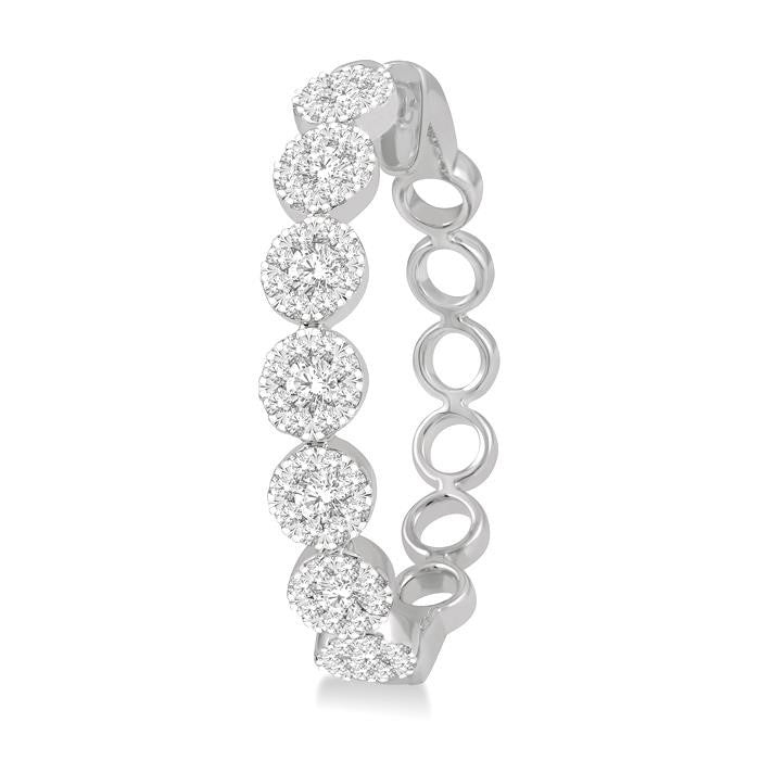 1 1/2 Ctw Shine Bright Round Cut Diamond Hoop Earrings in 14K White Gold