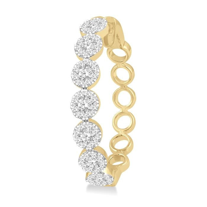 1 1/2 Ctw Round Cut Shine Bright Diamond Hoop Earrings in 14K Yellow and White Gold