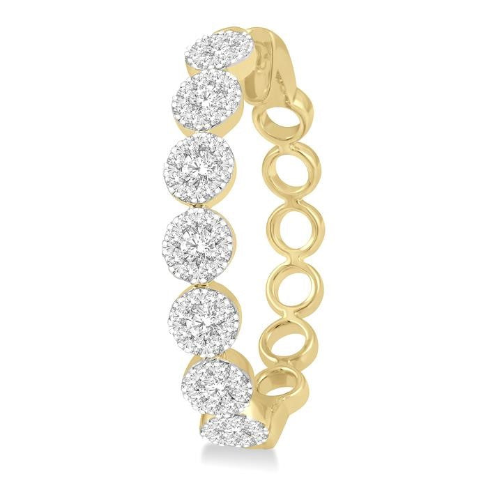 2 Ctw Shine Bright Round Cut Diamond Hoop Earrings in 14K Yellow and White Gold