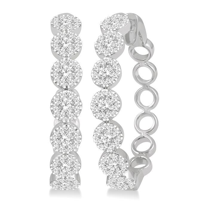 2 Ctw Shine Bright Round Cut Diamond Hoop Earrings in 14K White Gold