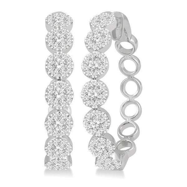 2 Ctw Shine Bright Round Cut Diamond Hoop Earrings in 14K White Gold