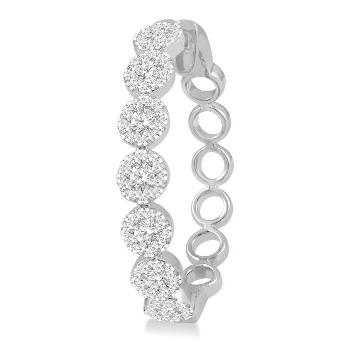 2 Ctw Shine Bright Round Cut Diamond Hoop Earrings in 14K White Gold