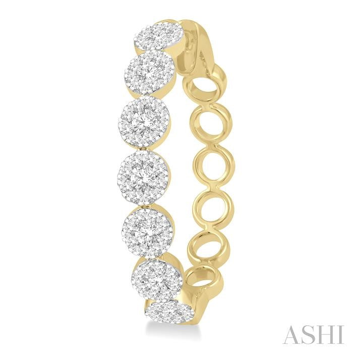 2 Ctw Shine Bright Round Cut Diamond Hoop Earrings in 14K Yellow and White Gold