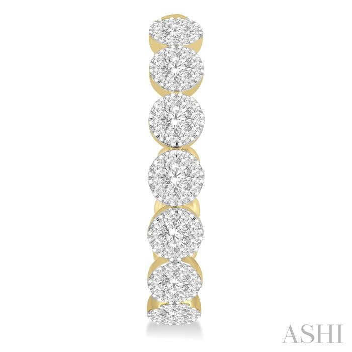 2 Ctw Shine Bright Round Cut Diamond Hoop Earrings in 14K Yellow and White Gold