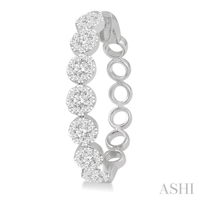 2 Ctw Shine Bright Round Cut Diamond Hoop Earrings in 14K White Gold