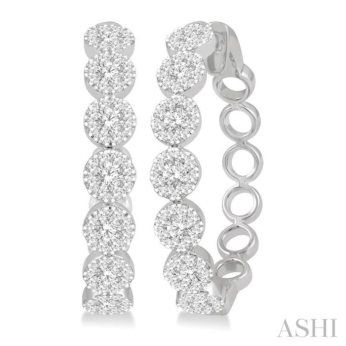 2 Ctw Shine Bright Round Cut Diamond Hoop Earrings in 14K White Gold