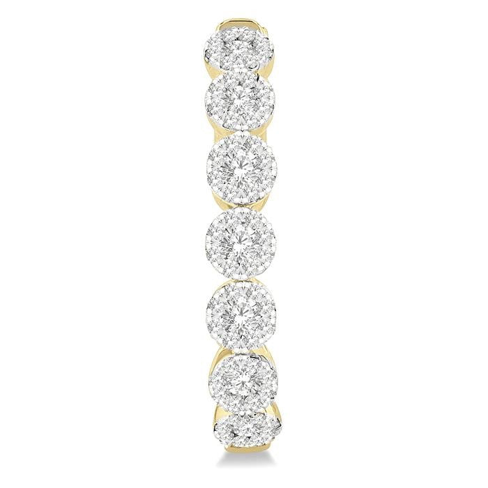 1 Ctw Round Cut Shine Bright Diamond Hoop Earrings in 14K Yellow and White Gold