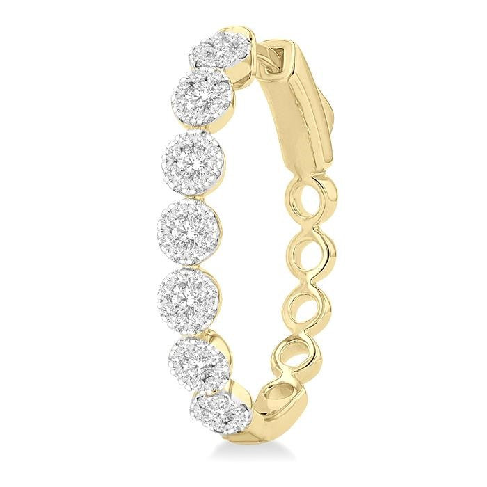 1 Ctw Round Cut Shine Bright Diamond Hoop Earrings in 14K Yellow and White Gold