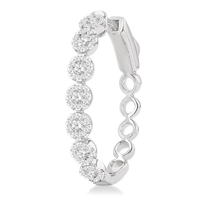1 Ctw Round Cut Shine Bright Diamond Hoop Earrings in 14K White Gold