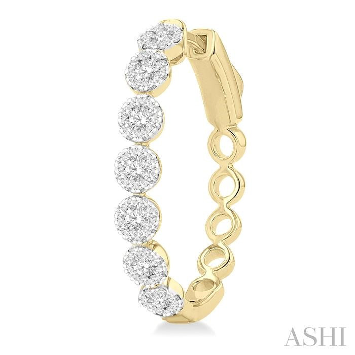 1 Ctw Round Cut Shine Bright Diamond Hoop Earrings in 14K Yellow and White Gold