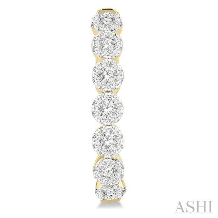 1 Ctw Round Cut Shine Bright Diamond Hoop Earrings in 14K Yellow and White Gold
