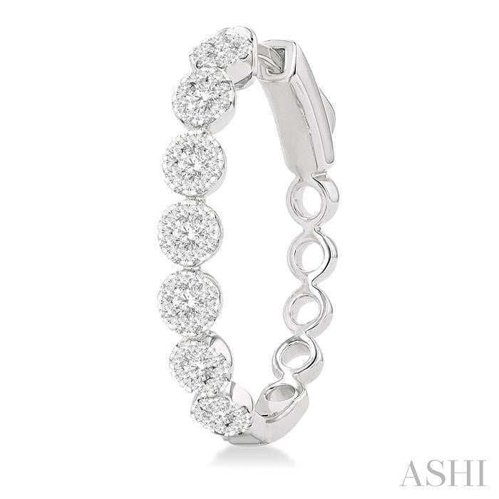 1 Ctw Round Cut Shine Bright Diamond Hoop Earrings in 14K White Gold